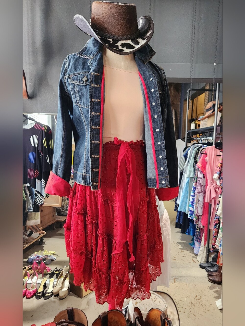 Jean Paul Gaultier Deep Red Eyelet Skirt - Picture 3 of 15
